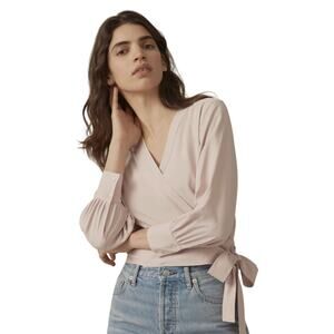 Everlane The Washable Silk Wrap Top Blush Pink Size 6